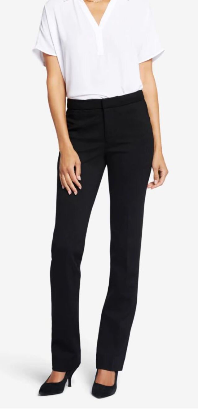 NYDJ Slim Fit Straight Leg Ponte Knit Black Trouser Pants Women's Size 0 26X34